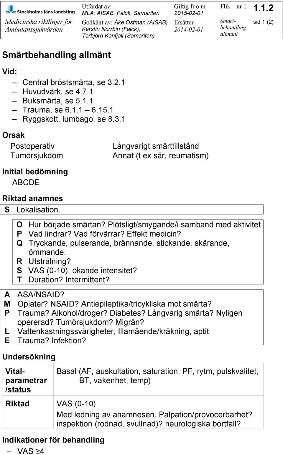 O Hur började smärtan? Plötsligt/smygande/i samband med aktivitet P Vad lindrar? Vad förvärrar? Effekt medicin? Q Tryckande, pulserande, brännande, stickande, skärande, ömmande. R Utstrålning?