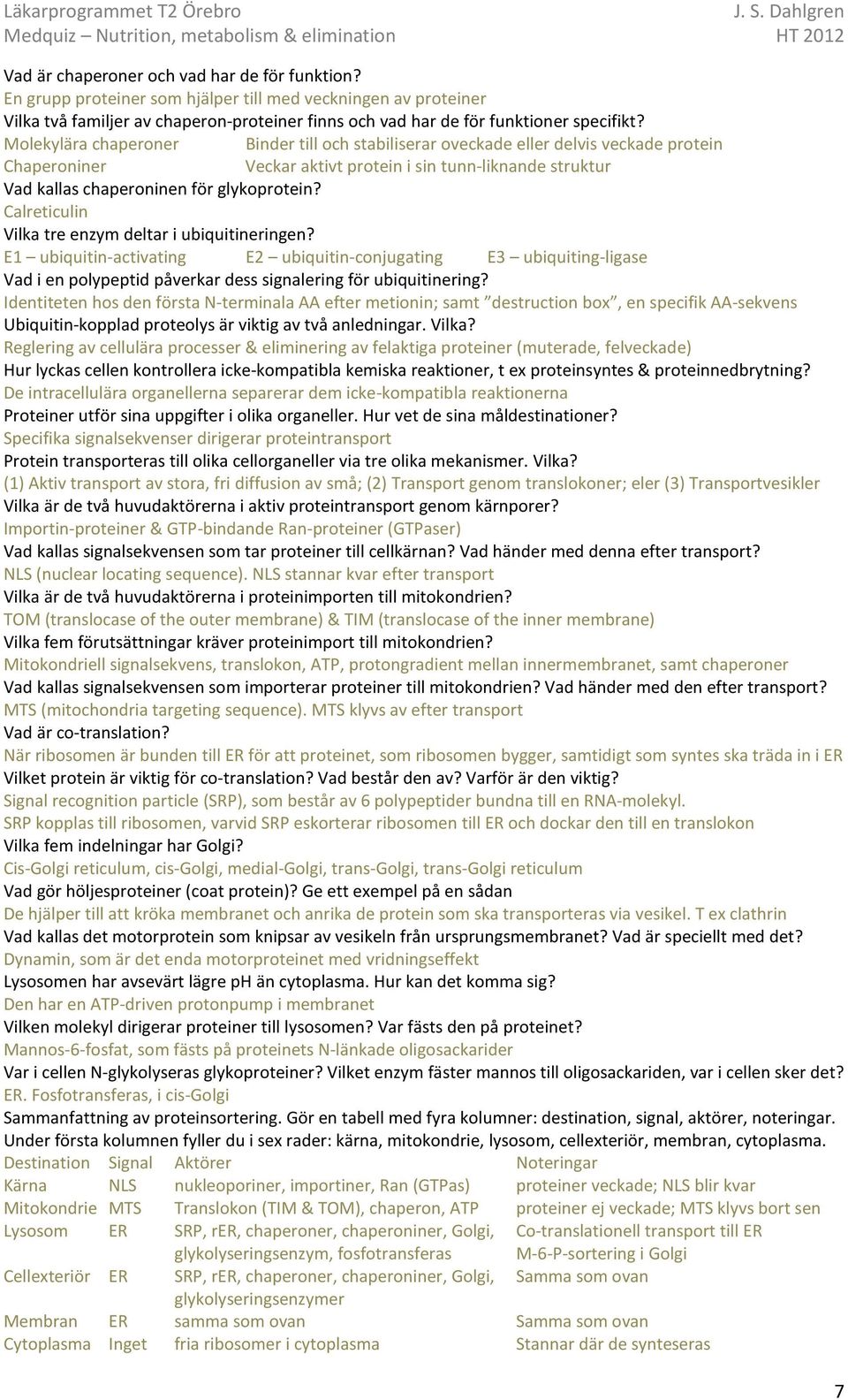 Calreticulin Vilka tre enzym deltar i ubiquitineringen? E1 ubiquitin-activating E2 ubiquitin-conjugating E3 ubiquiting-ligase Vad i en polypeptid påverkar dess signalering för ubiquitinering?