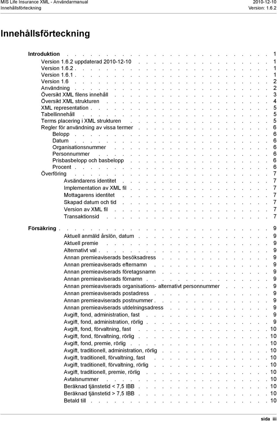 ....................... 5 Terms placering i XML strukturen.................. 5 Regler för användning av vissa termer................. 6 Belopp......................... 6 Datum......................... 6 Organisationsnummer.