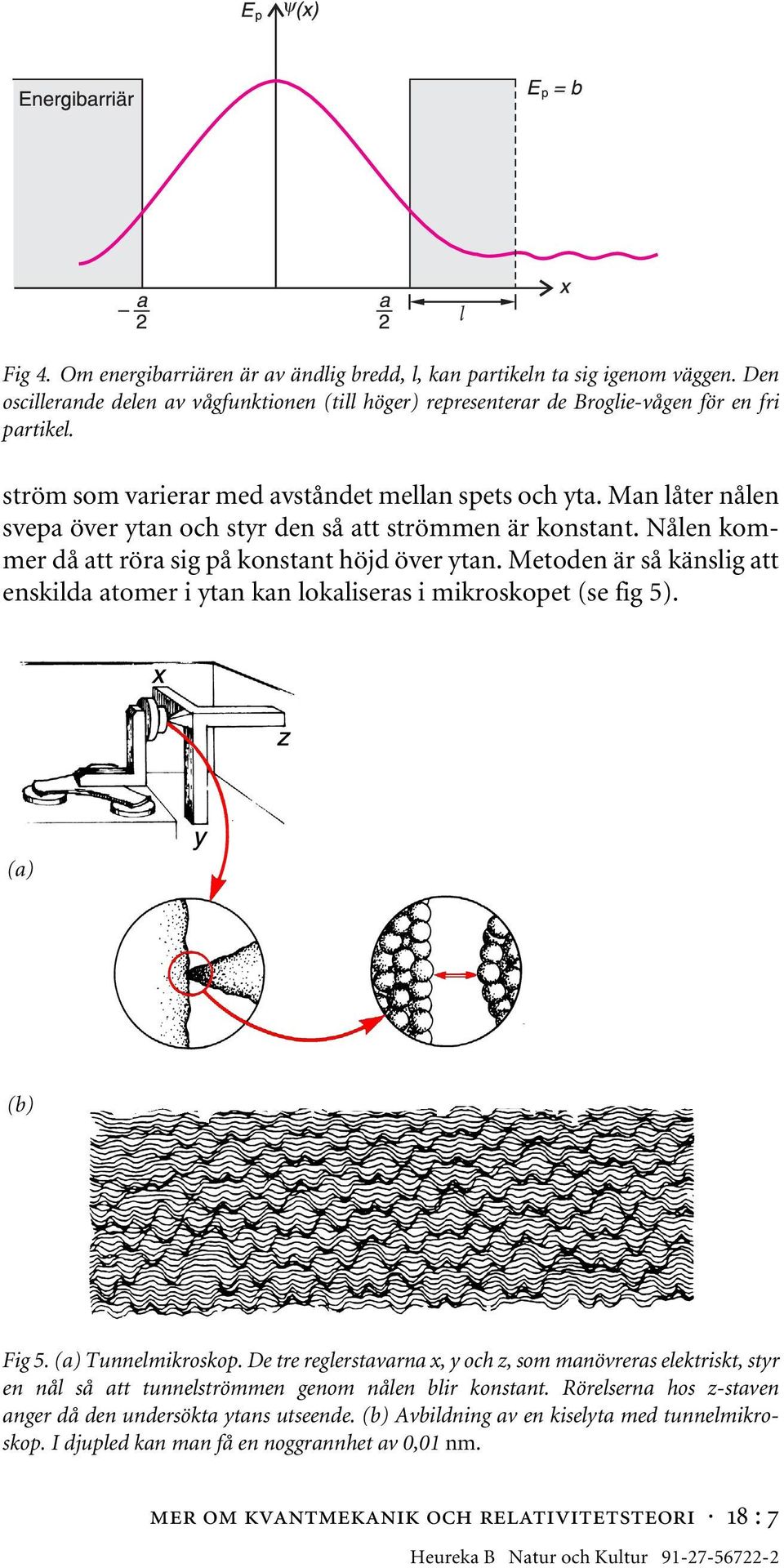 Metoden är så känslig att enskilda atomer i ytan kan lokaliseras i mikroskopet (se fig 5). (a) (b) Fig 5. (a) Tunnelmikroskop.