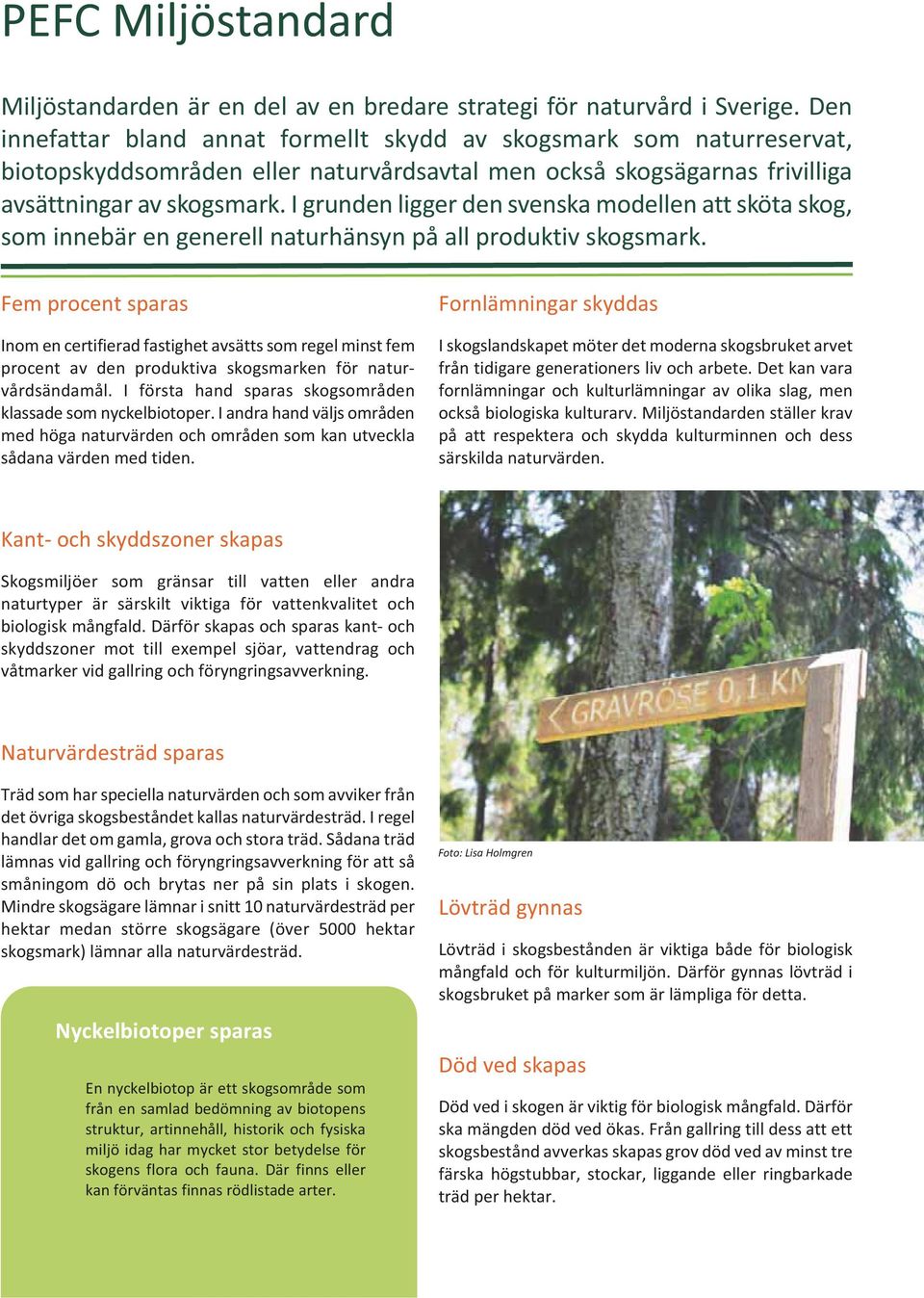 I grunden ligger den svenska modellen att sköta skog, som innebär en generell naturhänsyn på all produktiv skogsmark.