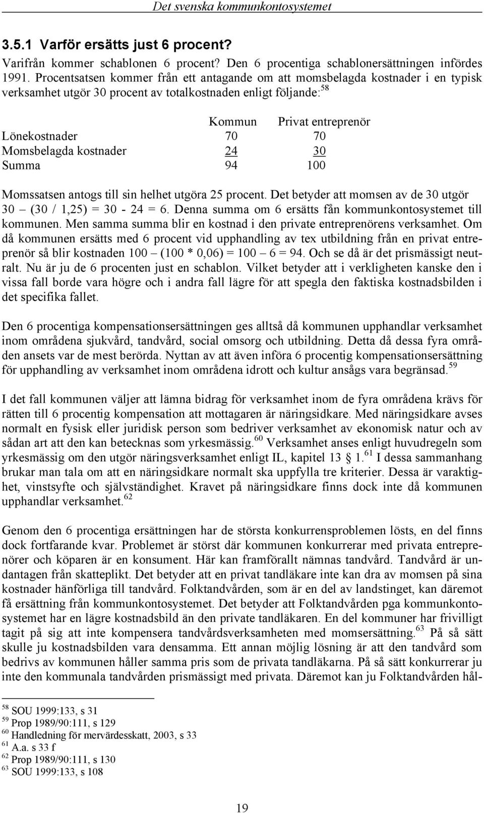 Momsbelagda kostnader 24 30 Summa 94 100 Momssatsen antogs till sin helhet utgöra 25 procent. Det betyder att momsen av de 30 utgör 30 (30 / 1,25) = 30-24 = 6.