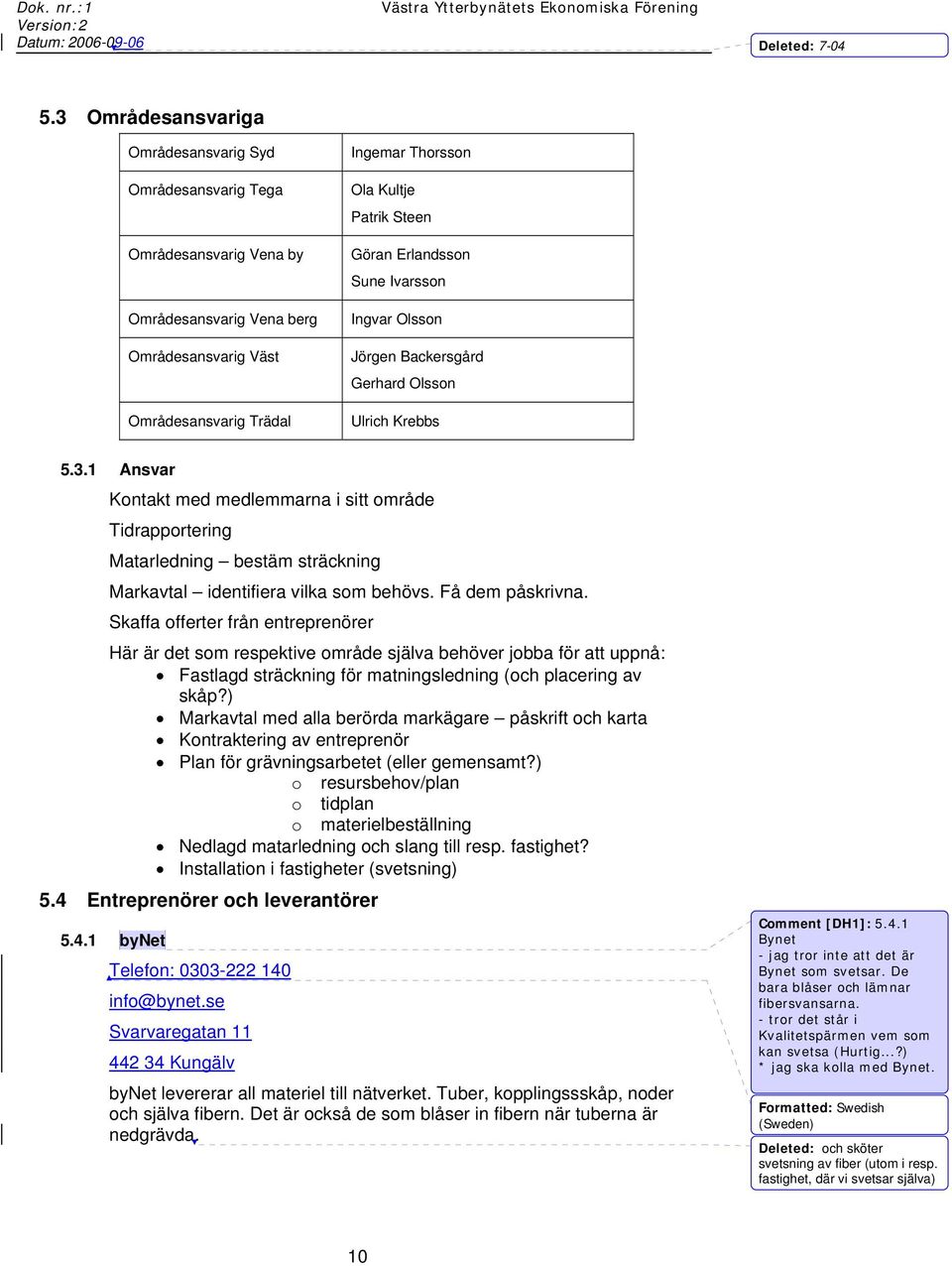 1 Ansvar Kontakt med medlemmarna i sitt område Tidrapportering Matarledning bestäm sträckning Markavtal identifiera vilka som behövs. Få dem påskrivna.