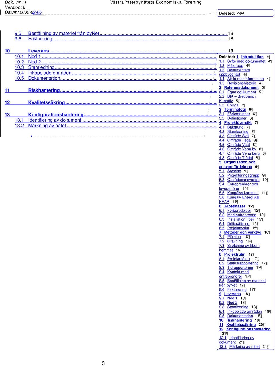 2 BIK Bredband i Kungälv 5 12 Kvalitetssäkring... 21 2.3 Övriga 5 3 Terminologi 6 13 Konfigurationshantering... 3.1 Förkortningar 22 6 3.2 Definitioner 6 13.1 Identifiering av dokument.