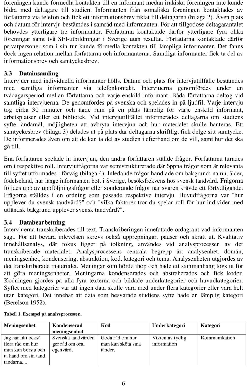 Även plats och datum för intervju bestämdes i samråd med informanten. För att tillgodose deltagarantalet behövdes ytterligare tre informanter.