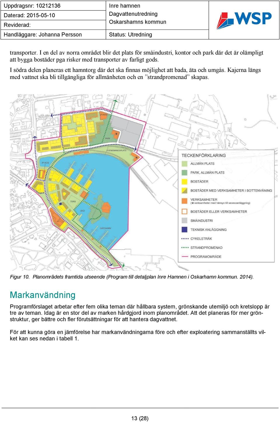 Planområdets framtida utseende (Program till detaljplan Inre Hamnen i Oskarhamn kommun. 2014).