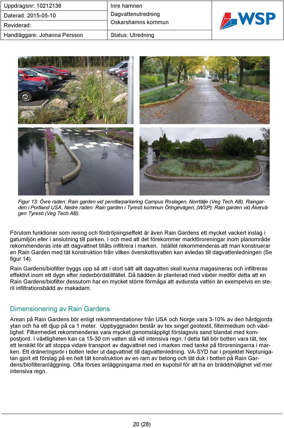 Förutom funktioner som rening och fördröjningseffekt är även Rain Gardens ett mycket vackert inslag i gatumiljön eller i anslutning till parken.