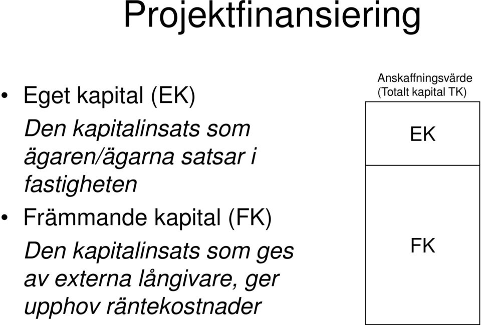 (FK) Den kapitalinsats som ges av externa långivare, ger