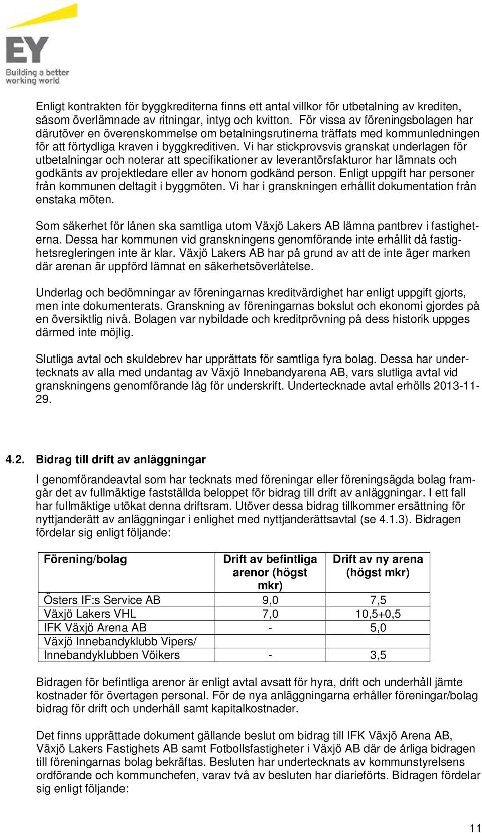 Vi har stickprovsvis granskat underlagen för utbetalningar och noterar att specifikationer av leverantörsfakturor har lämnats och godkänts av projektledare eller av honom godkänd person.