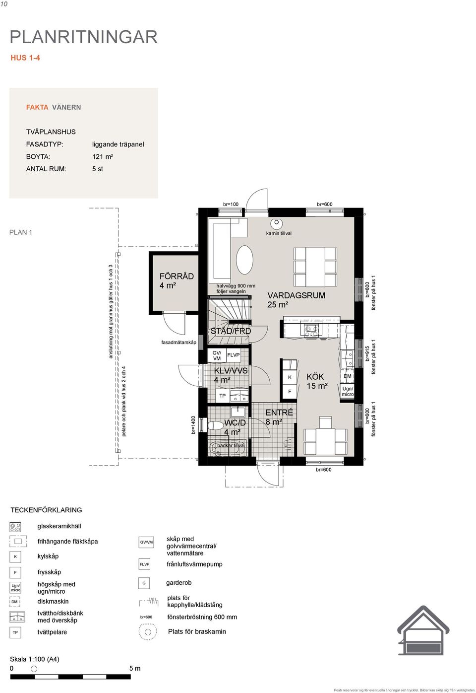 glaskeramikhäll anslutning mot grannhus gäller hus 1 och 3 frihängande fläktkåpa Fasadmätarskåp br=100 Fasadmätarskåp HUS 8-10 br=100 K kylskåpentréplan Fasadmätarskåp FÖRRÅD 4 m² F FÖRRÅD frysskåp 4