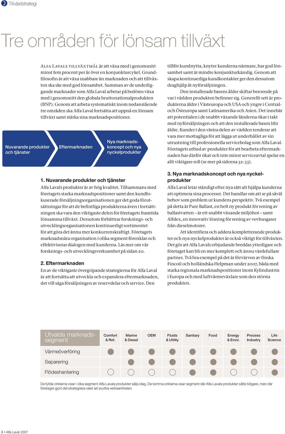 Summan av de underliggande marknader som Alfa Laval arbetar på bedöms växa med i genomsnitt den globala bruttonationalprodukten (BNP).