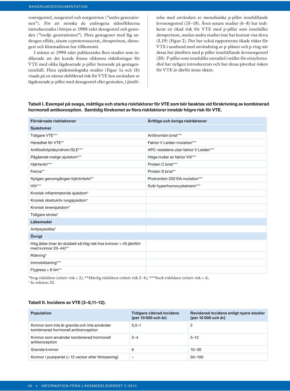 I mitten av 1990-talet publicerades flera studier som indikerade att det kunde finnas olikstora riskökningar för VTE med olika lågdoserade p-piller beroende på gestageninnehåll.