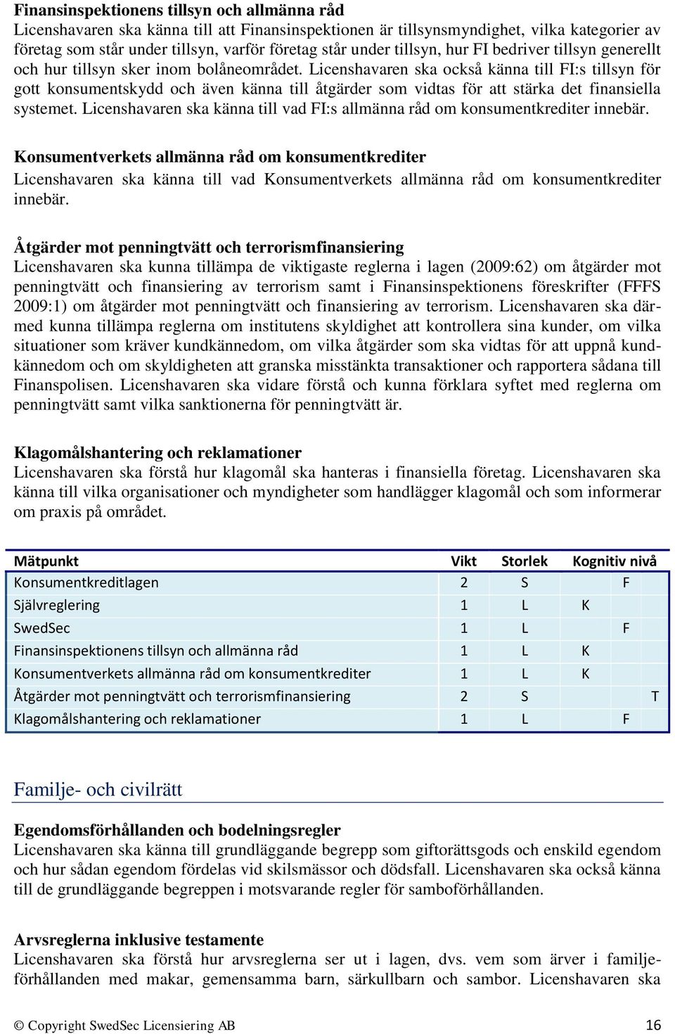 Licenshavaren ska också känna till FI:s tillsyn för gott konsumentskydd och även känna till åtgärder som vidtas för att stärka det finansiella systemet.