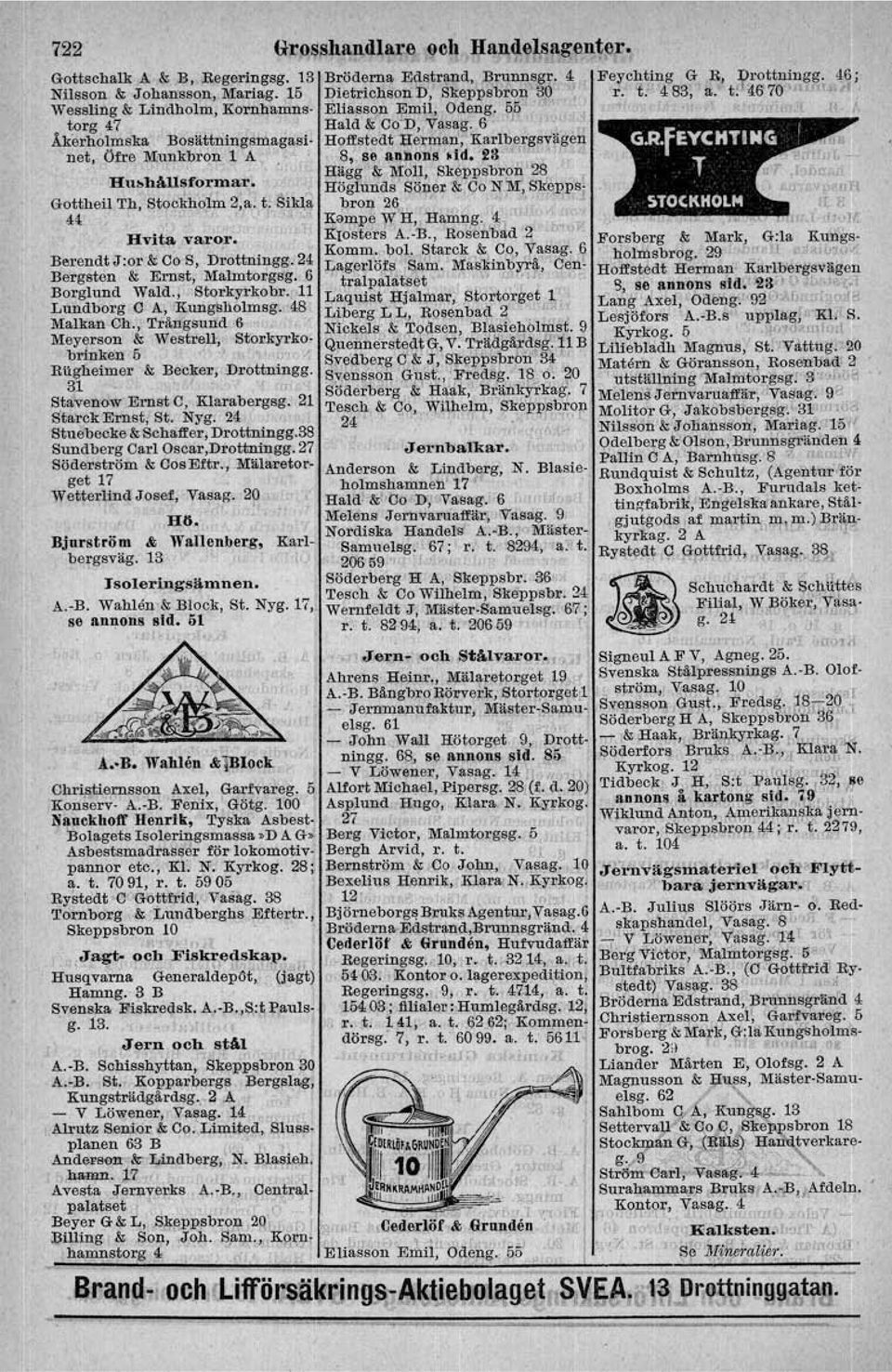 28 Ho1fstedt Herman, Karlbergsvägim Hligg & Moll, SMppsbron'28 Hu ~uulsformar. Höglunds Söner & Co NY, Skepp';,; Gottheil Th, Stockhoim 2,a. t. ikl,a 41 Hvlta. varor. BerendtJ:orlo oo S, Drottningg.