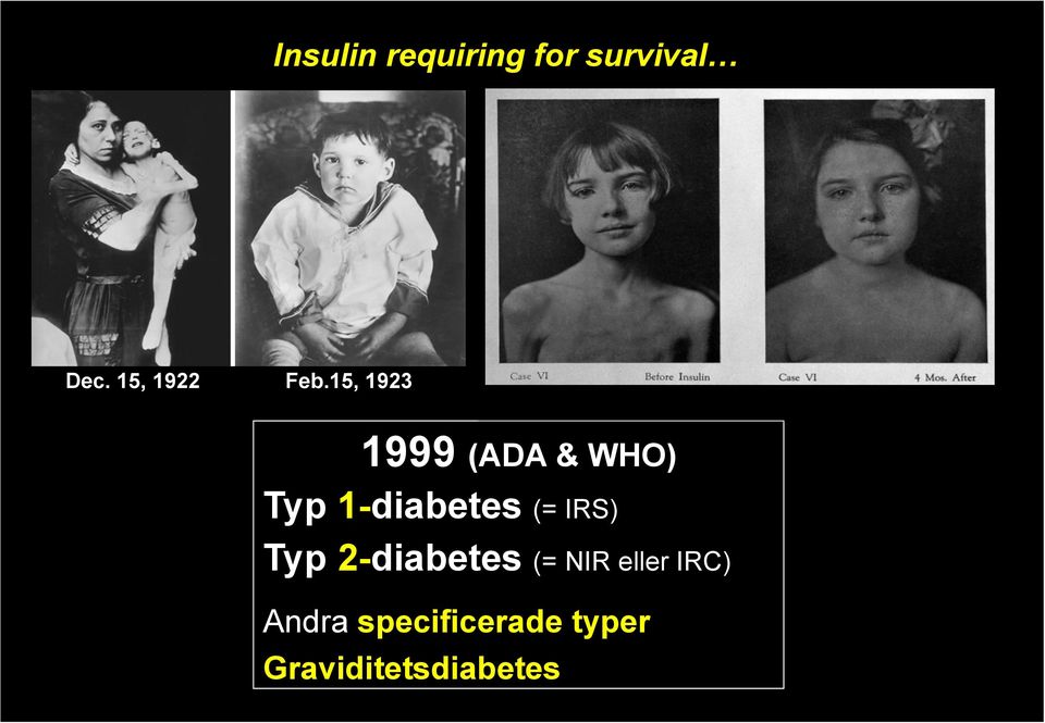 15, 1923 1999 (ADA & WHO) Typ 1-diabetes (=