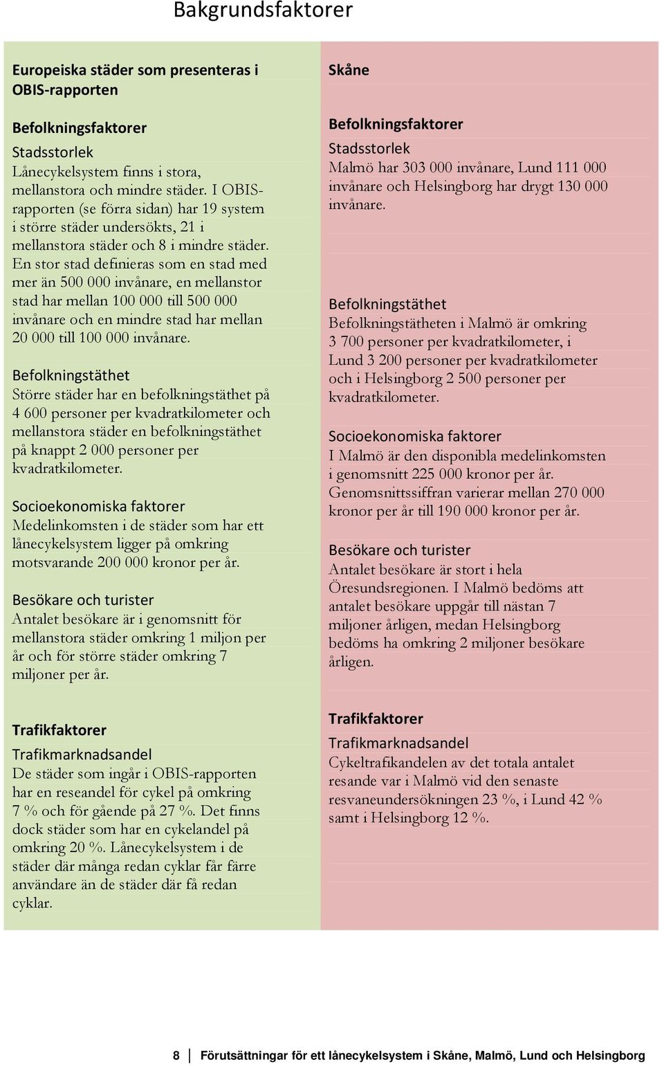 En stor stad definieras som en stad med mer än 500 000 invånare, en mellanstor stad har mellan 100 000 till 500 000 invånare och en mindre stad har mellan 20 000 till 100 000 invånare.