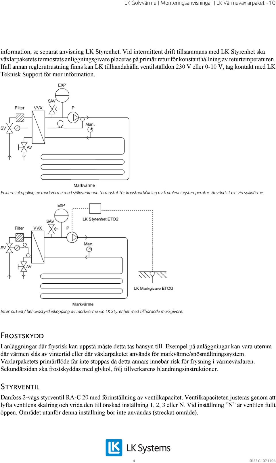 Ifall annan reglerutrustning finns kan LK tillhandahålla ventilställdon 230 V eller 0-10 V, tag kontakt med LK Teknisk Support för mer information.