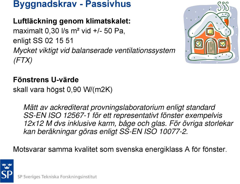 provningslaboratorium enligt standard SS-EN ISO 12567-1 för ett representativt fönster exempelvis 12x12 M dvs inklusive karm,