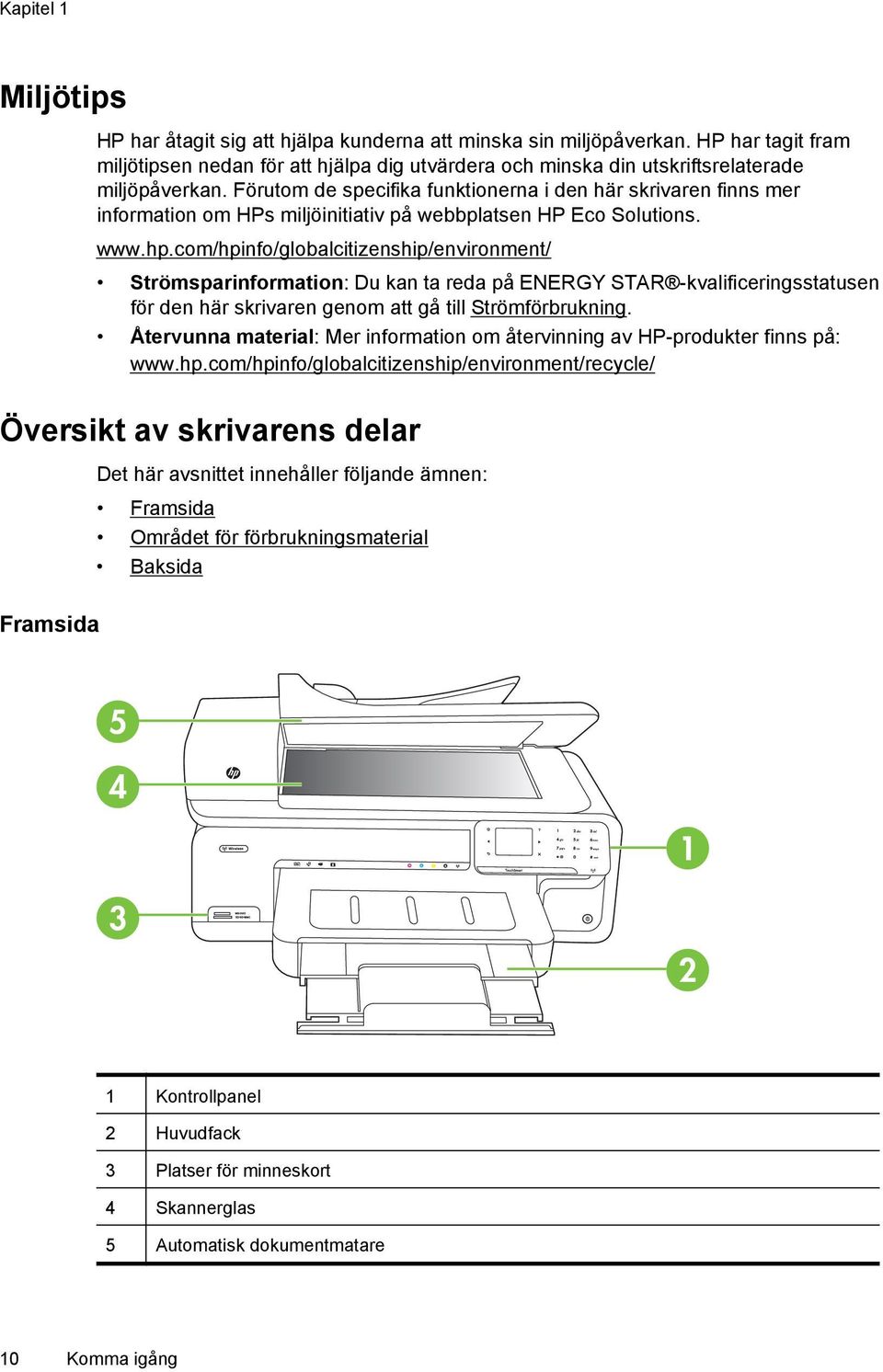 Förutom de specifika funktionerna i den här skrivaren finns mer information om HPs miljöinitiativ på webbplatsen HP Eco Solutions. www.hp.