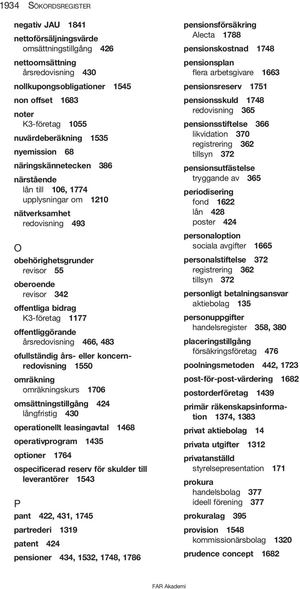 offentliga bidrag K3-företag 1177 offentliggörande årsredovisning 466, 483 ofullständig års- eller koncernredovisning 1550 omräkning omräkningskurs 1706 omsättningstillgång 424 långfristig 430