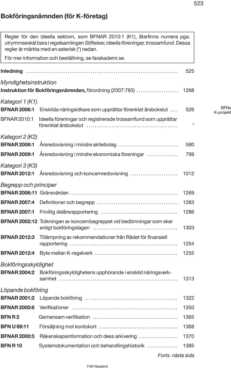 ................... 1268 Kategori 1 (K1) BFNAR 2006:1 Enskilda näringsidkare som upprättar förenklat årsbokslut.