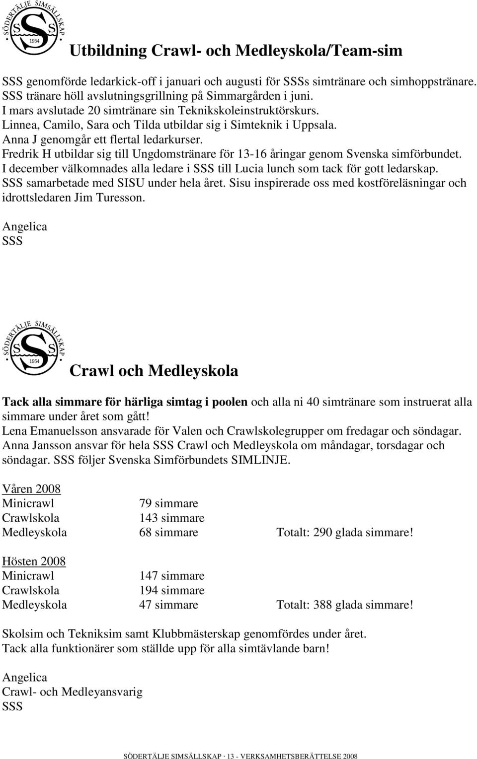 Fredrik H utbildar sig till Ungdomstränare för 13-16 åringar genom Svenska simförbundet. I december välkomnades alla ledare i SSS till Lucia lunch som tack för gott ledarskap.