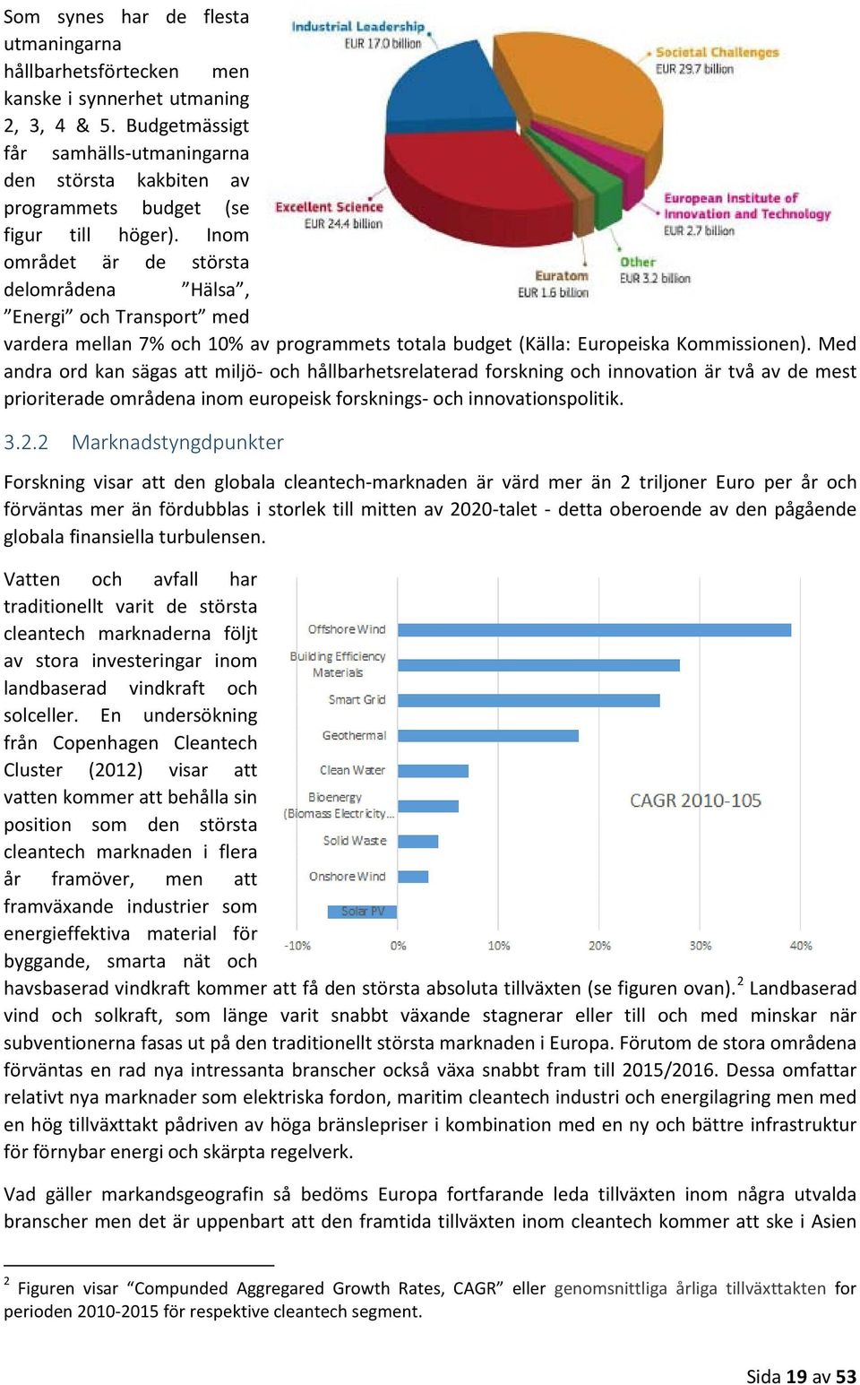 Inom området är de största delområdena Hälsa, Energi och Transport med vardera mellan 7% och 10% av programmets totala budget (Källa: Europeiska Kommissionen).