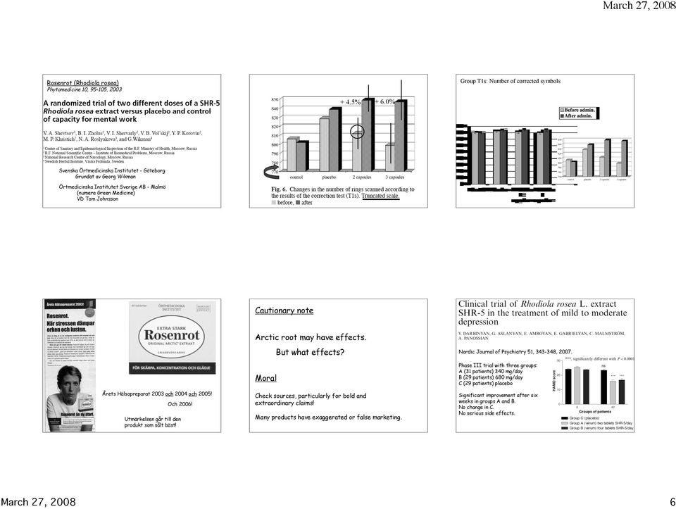 Årets Hälsopreparat 2003 och 2004 och 2005! Och 2006! Utmärkelsen går till den produkt som sålt bäst! Moral But what effects? Check sources, particularly for bold and extraordinary claims!