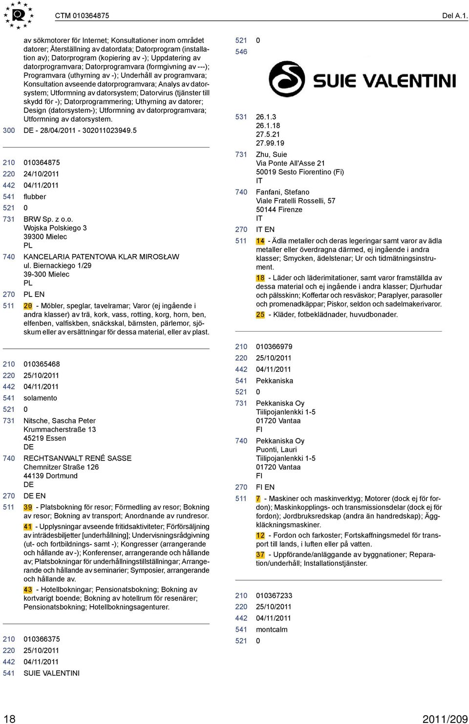 300 220 521 731 av sökmotorer för Internet; Konsultationer inom området datorer; Återställning av datordata; Datorprogram (installation av); Datorprogram (kopiering av -); Uppdatering av