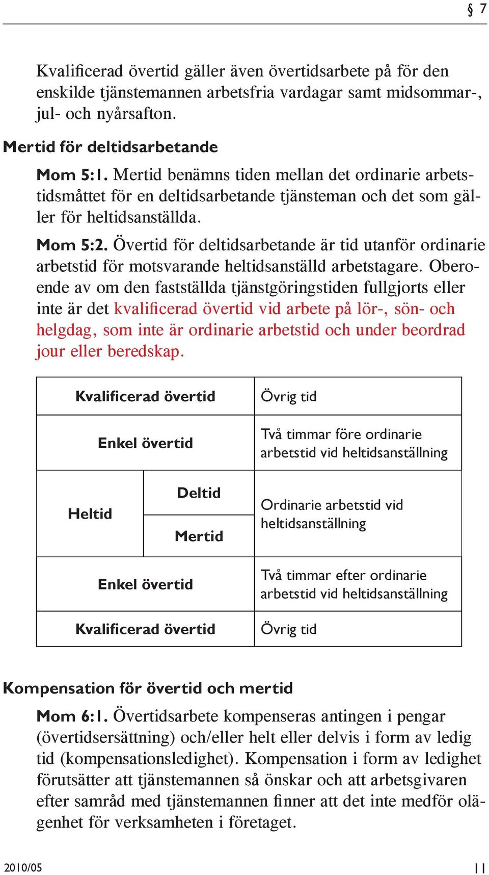 Övertid för deltidsarbetande är tid utanför ordinarie arbetstid för motsvarande heltidsanställd arbetstagare.