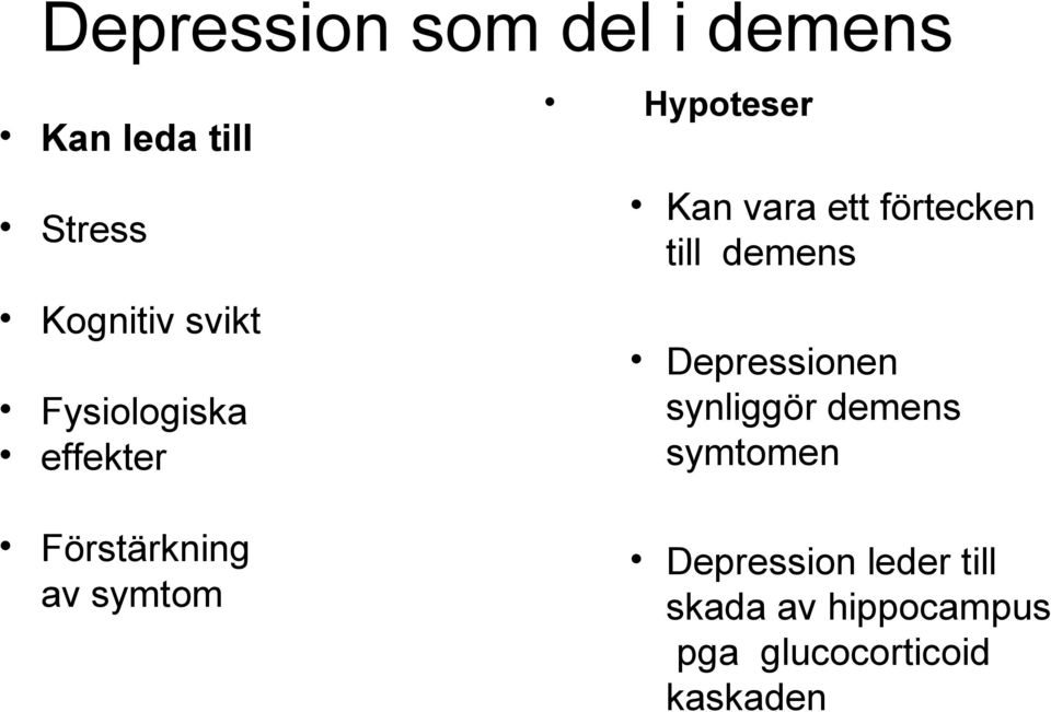 ett förtecken till demens Depressionen synliggör demens symtomen