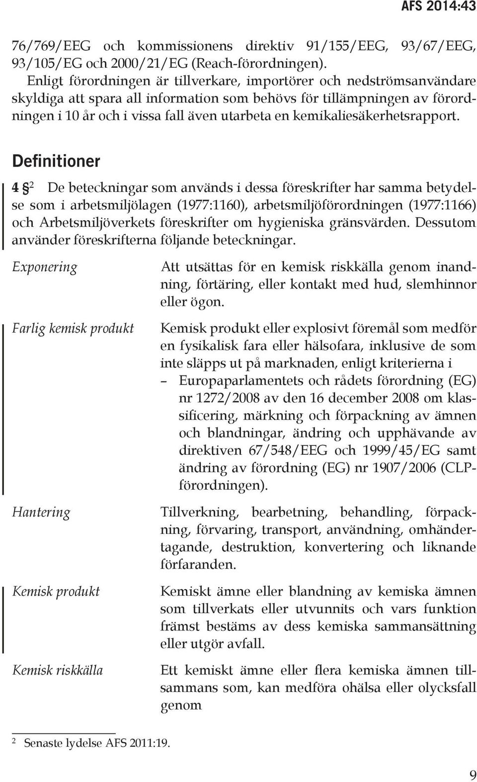 kemikaliesäkerhetsrapport.