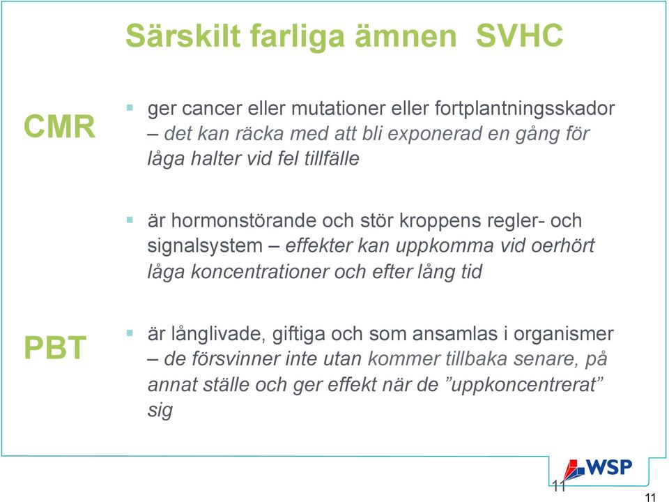 effekter kan uppkomma vid oerhört låga koncentrationer och efter lång tid PBT är långlivade, giftiga och som