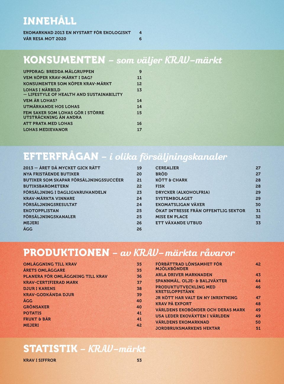 UTMÄRKANDE HOS LOHAS FEM SAKER SOM LOHAS GÖR I STÖRRE UTSTRÄCKNING ÄN ANDRA ATT PRATA MED LOHAS LOHAS MEDIEVANOR 9 11 12 13 14 14 15 16 17 EFTERFRÅGAN - i olika försäljningskanaler 2013 ÅRET DÅ