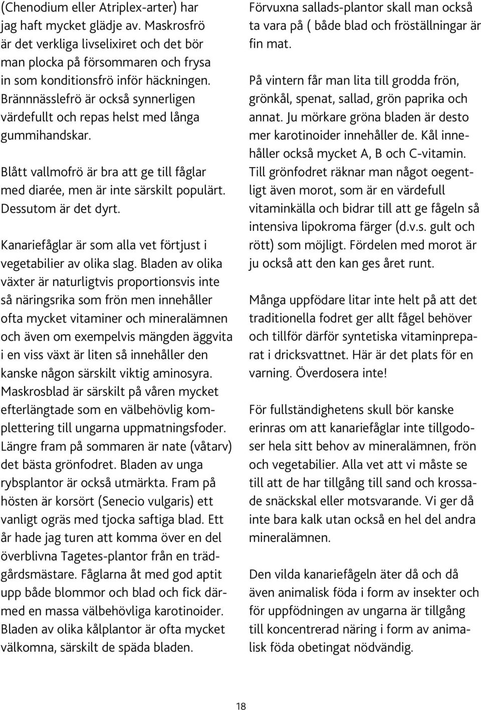 Kanariefåglar är som alla vet förtjust i vegetabilier av olika slag.