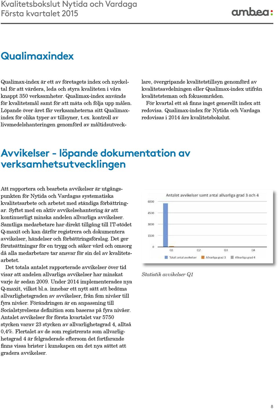 används för kvalitetsmål samt för att mäta och följa upp målen. Löpande över året får verksamheterna sitt Qualimaxindex 