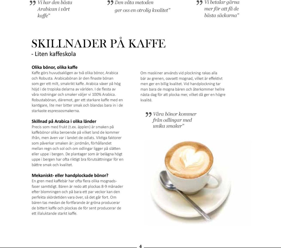 I de flesta av våra rostningar och smaker väljer vi 100% Arabica.