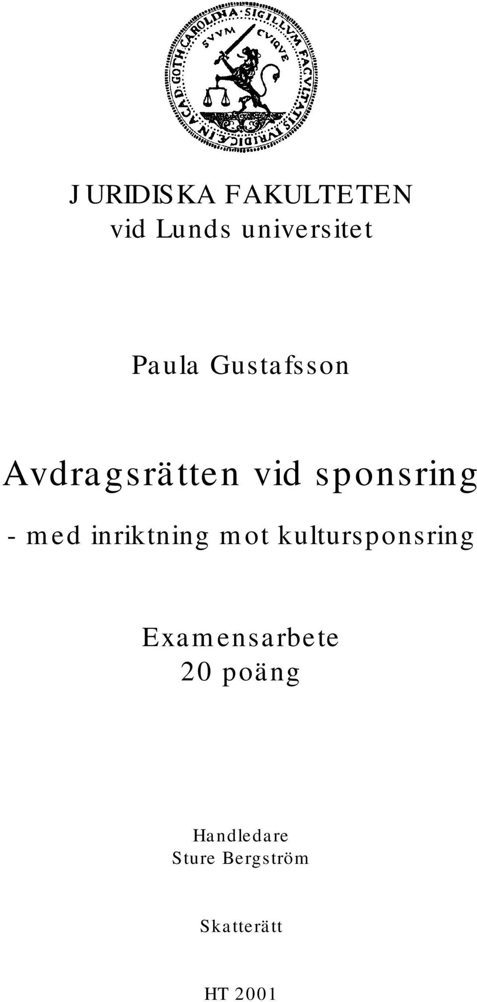 inriktning mot kultursponsring Examensarbete 20