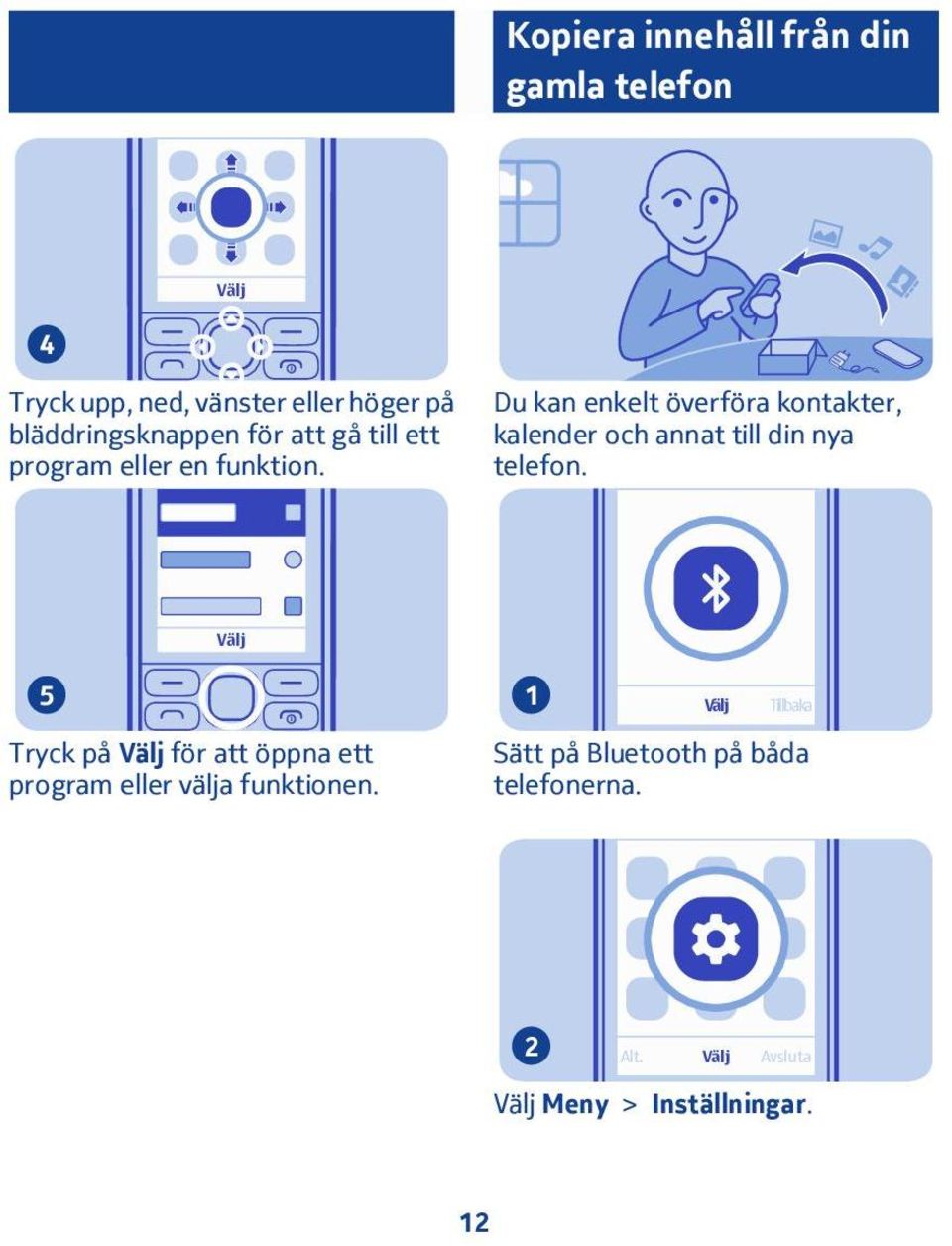 Du kan enkelt överföra kontakter, kalender och annat till din nya telefon.