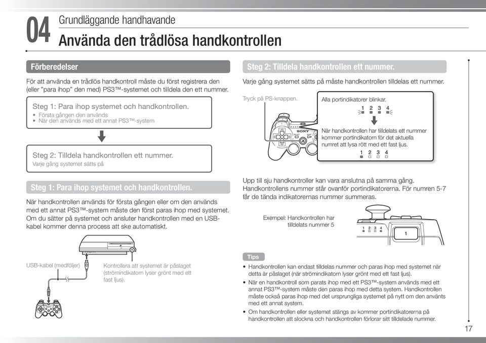 Varje gång systemet sätts på Steg 1: Para ihop systemet och handkontrollen.