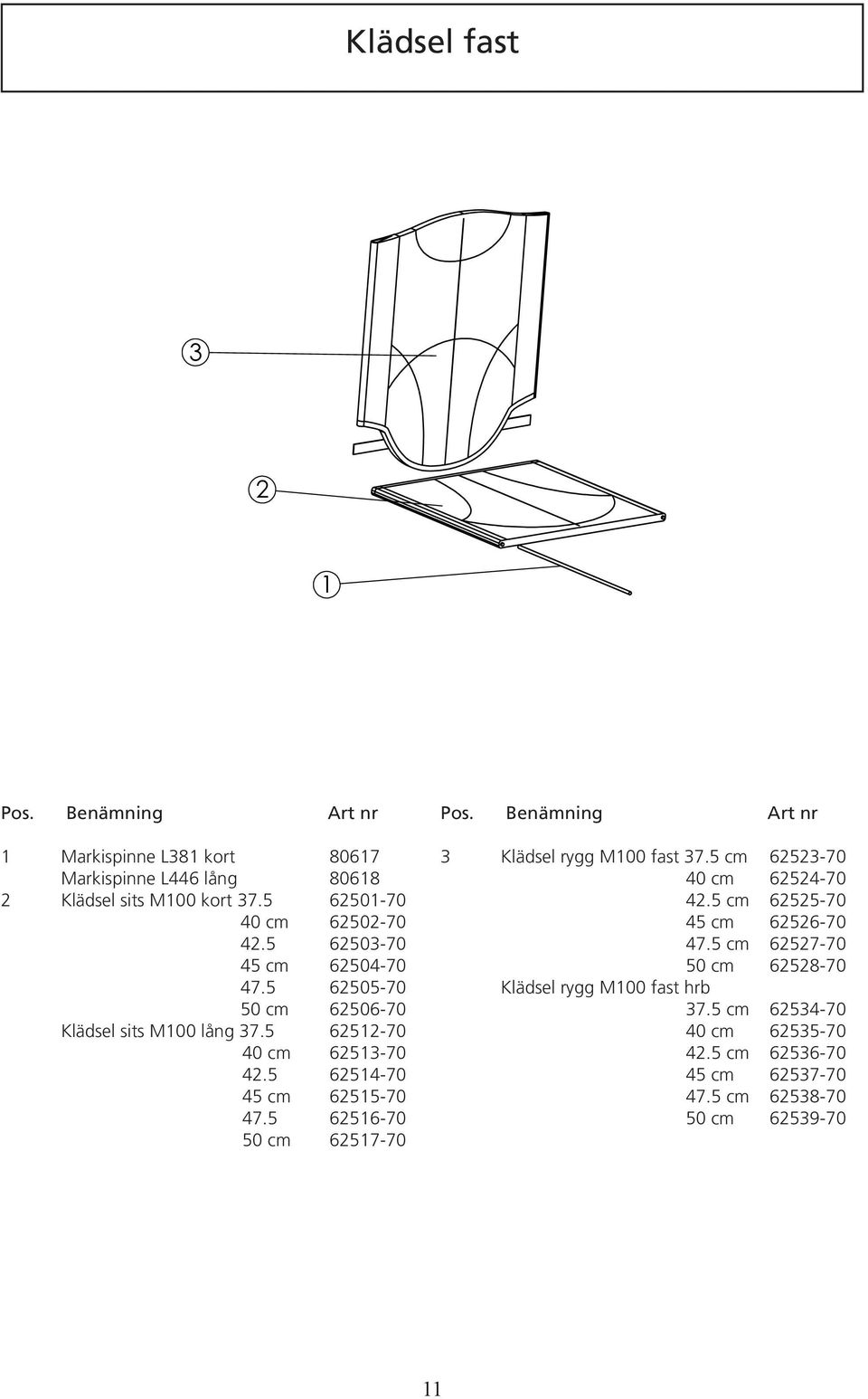 5 5-70 50 cm 57-70 Klädsel rygg M00 fast 7.5 cm 5-70 0 cm 5-70.5 cm 55-70 5 cm 5-70 7.