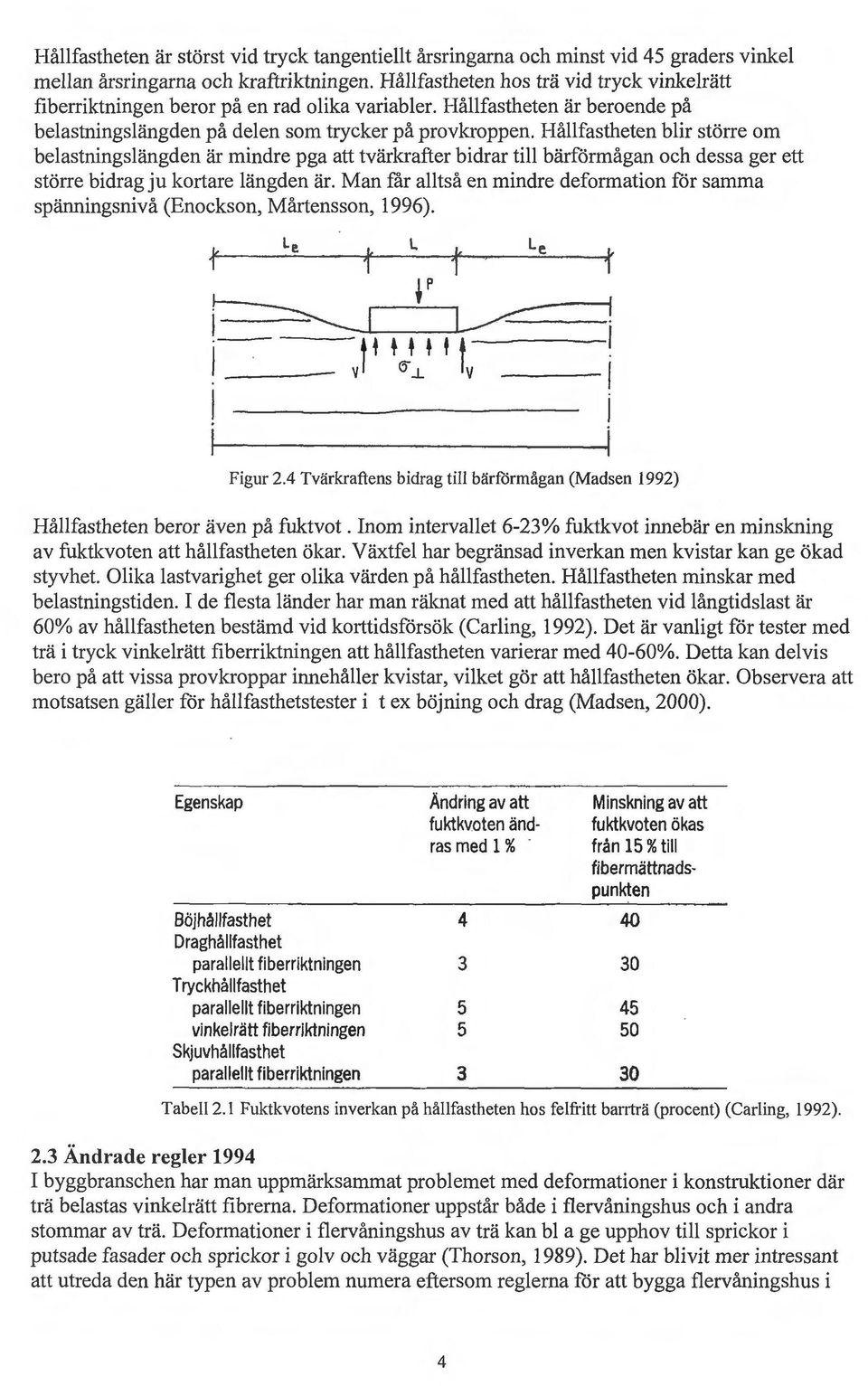 Håfastheten bir större om beastningsängden är mindre pga att tvära-after bidrar ti bärförmågan och dessa ger ett större bidrag ju kortare ängden är.