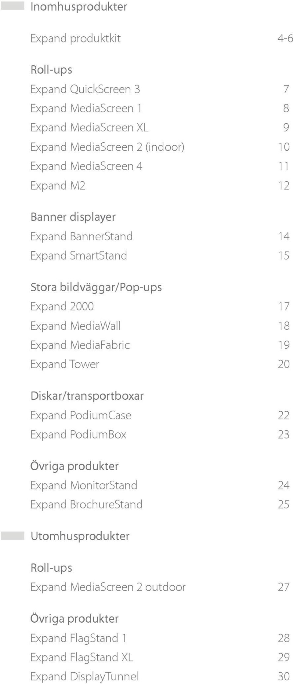 18 Expand MediaFabric 19 Expand Tower 20 Diskar/transportboxar Expand PodiumCase 22 Expand PodiumBox 23 Övriga produkter Expand MonitorStand 24 Expand