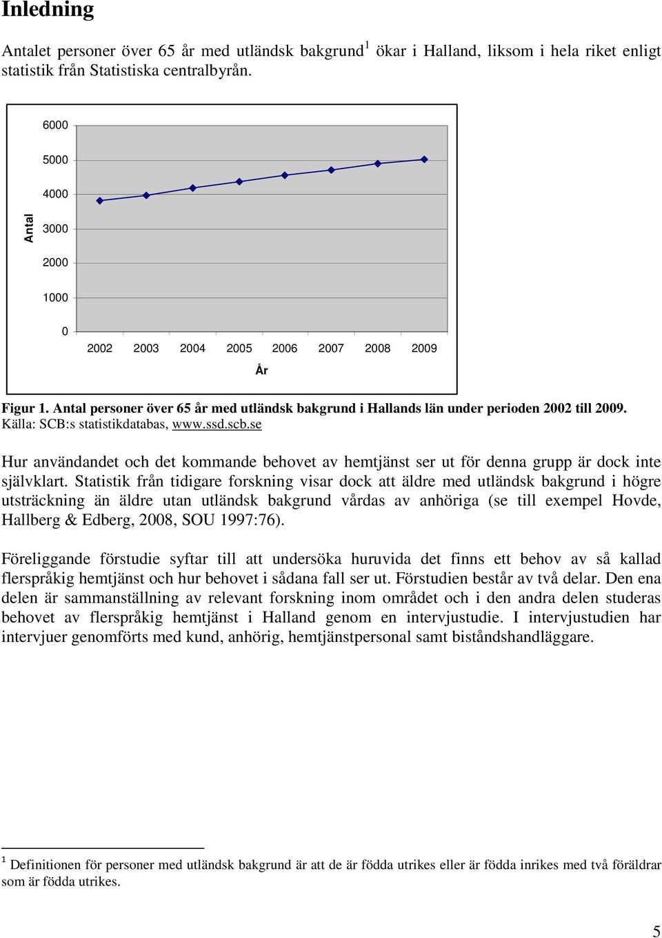 Källa: SCB:s statistikdatabas, www.ssd.scb.se Hur användandet och det kommande behovet av hemtjänst ser ut för denna grupp är dock inte självklart.