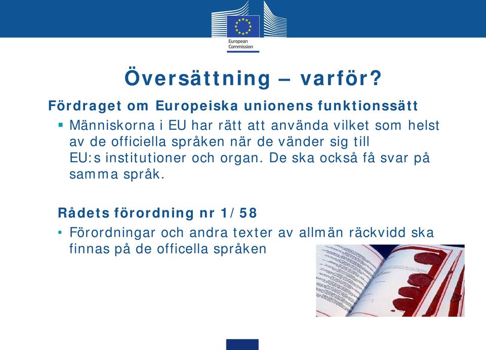 vilket som helst av de officiella språken när de vänder sig till EU:s institutioner