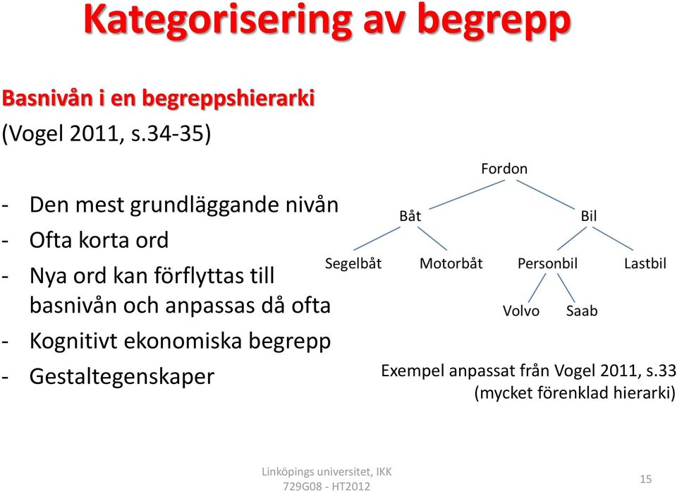 förflyttas till basnivån och anpassas då ofta - Kognitivt ekonomiska begrepp