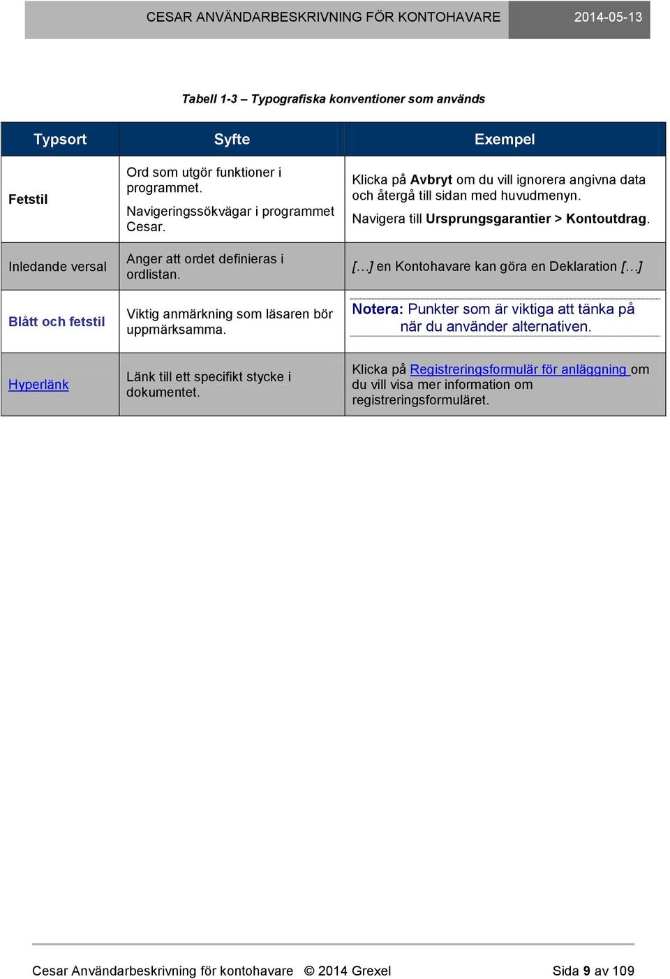 Navigera till Ursprungsgarantier > Kontoutdrag. [ ] en Kontohavare kan göra en Deklaration [ ] Notera: Punkter som är viktiga att tänka på när du använder alternativen.