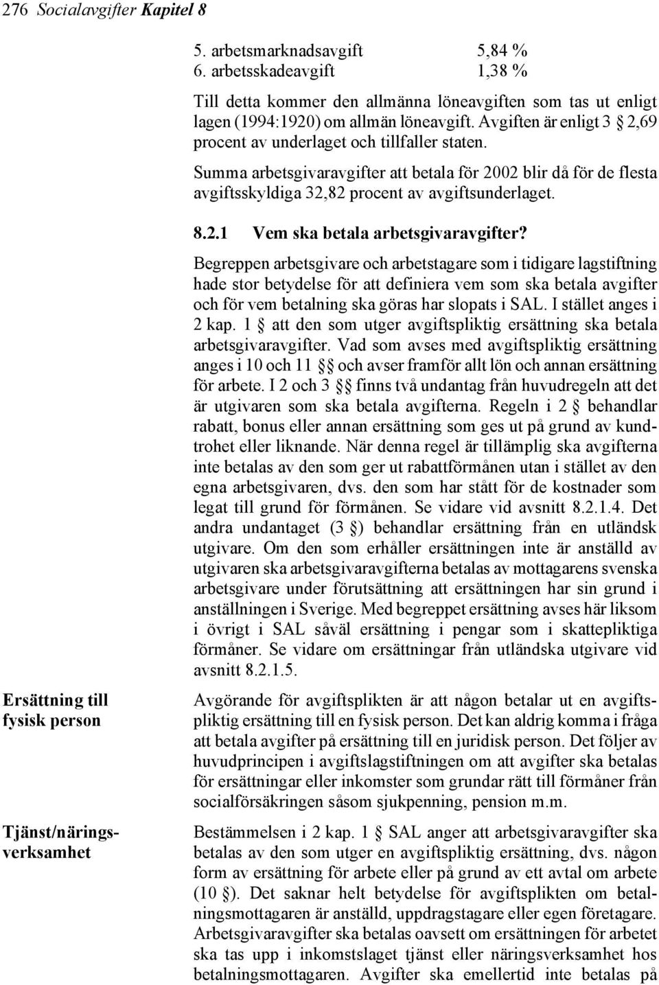 Ersättning till fysisk person Tjänst/näringsverksamhet 8.2.1 Vem ska betala arbetsgivaravgifter?