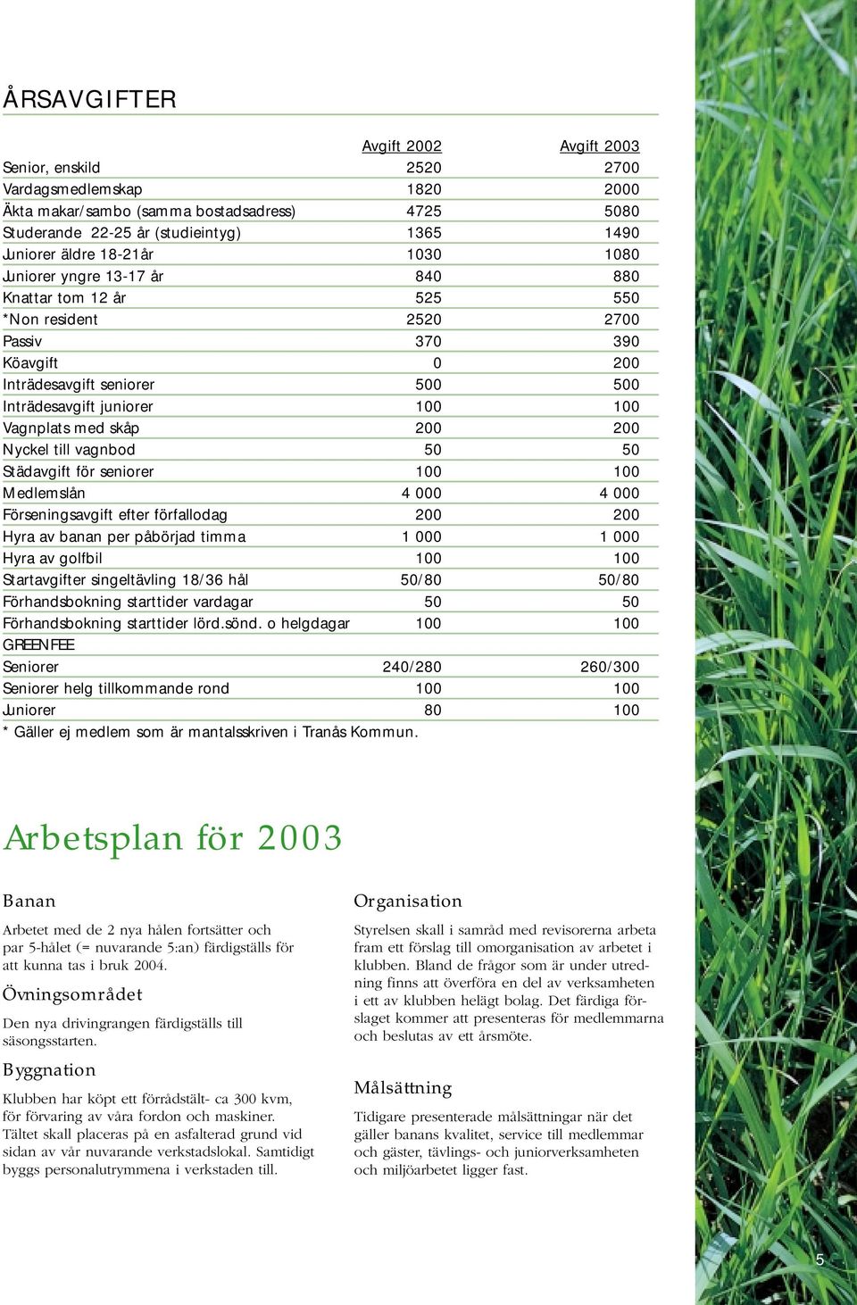 Vagnplats med skåp 200 200 Nyckel till vagnbod 50 50 Städavgift för seniorer 100 100 Medlemslån 4 000 4 000 Förseningsavgift efter förfallodag 200 200 Hyra av banan per påbörjad timma 1 000 1 000