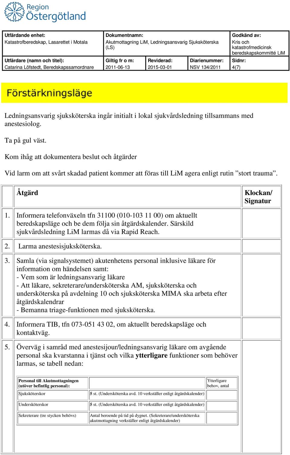 Informera telefonväxeln tfn 31